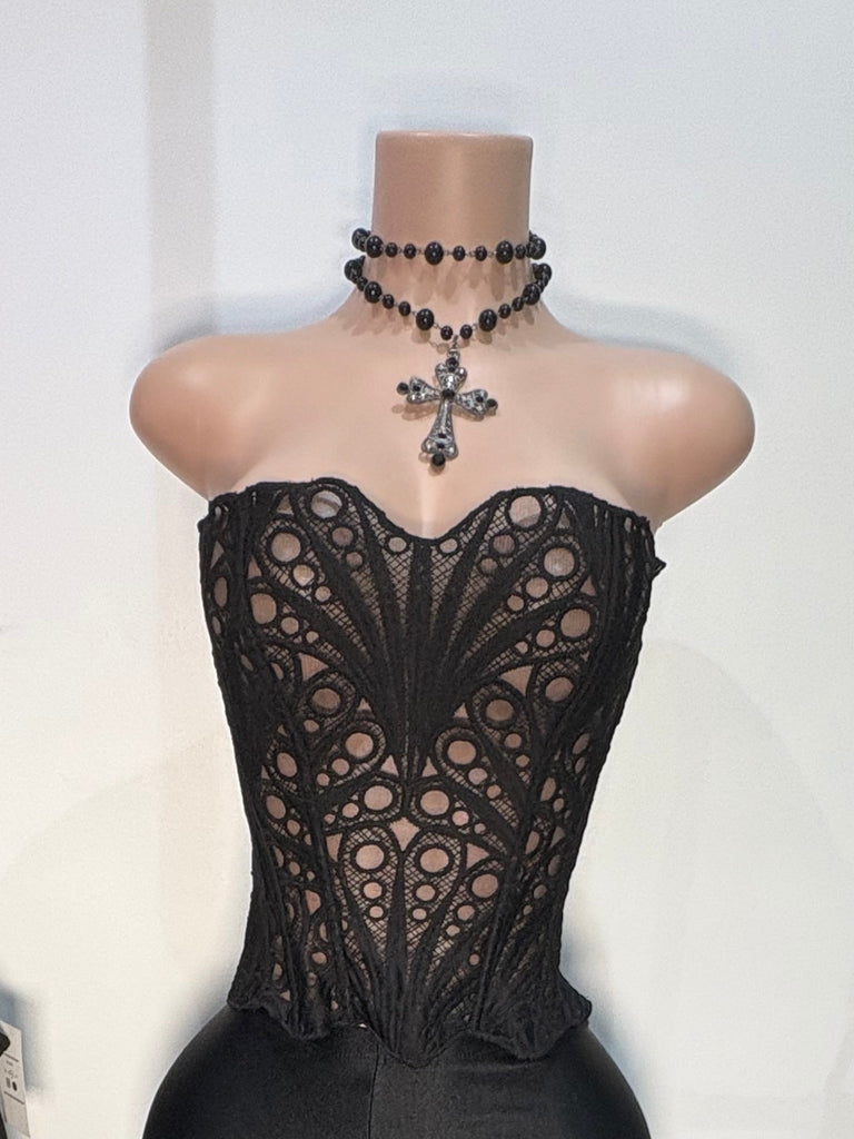 STRAPLESS BLACK CORSET