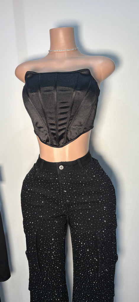 BLACK/SILVER RHINESTONE
