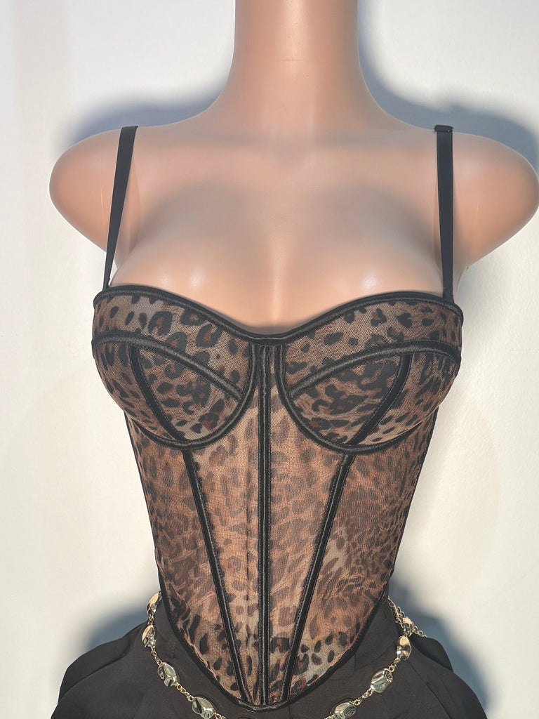 LEOPARD BUSTIER TOP
