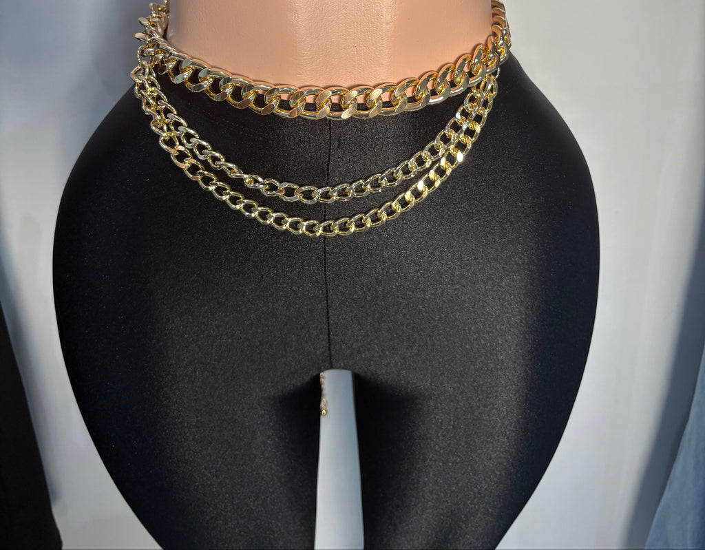 LAYERED GOLD CHAIN BELT